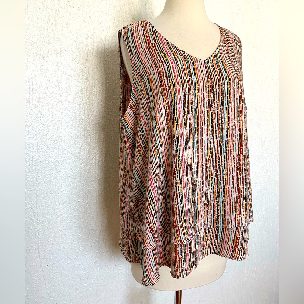 Like new Zak & Rachel multi colored layered hem sleeveless blouse